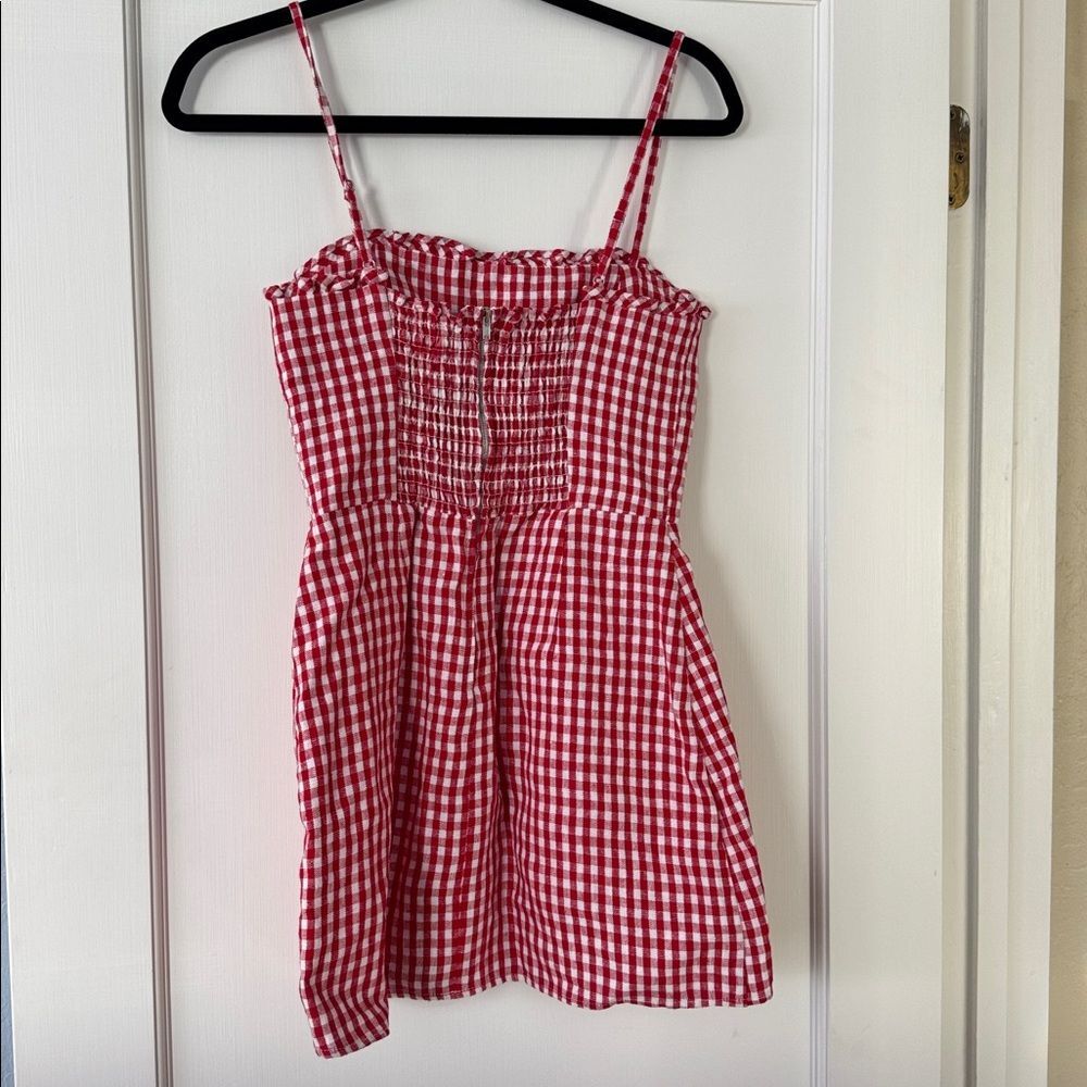 Reformation red gingham Ava mini dress size 2 - Picture 7 of 12